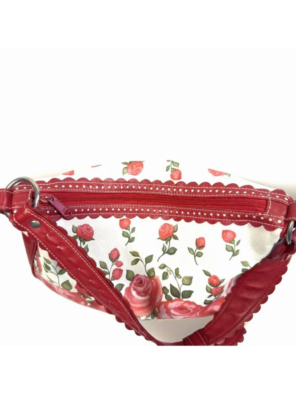Isabella Fiore Pedal Pusher Leather Handbag Floral Embroidered Vintage Purse